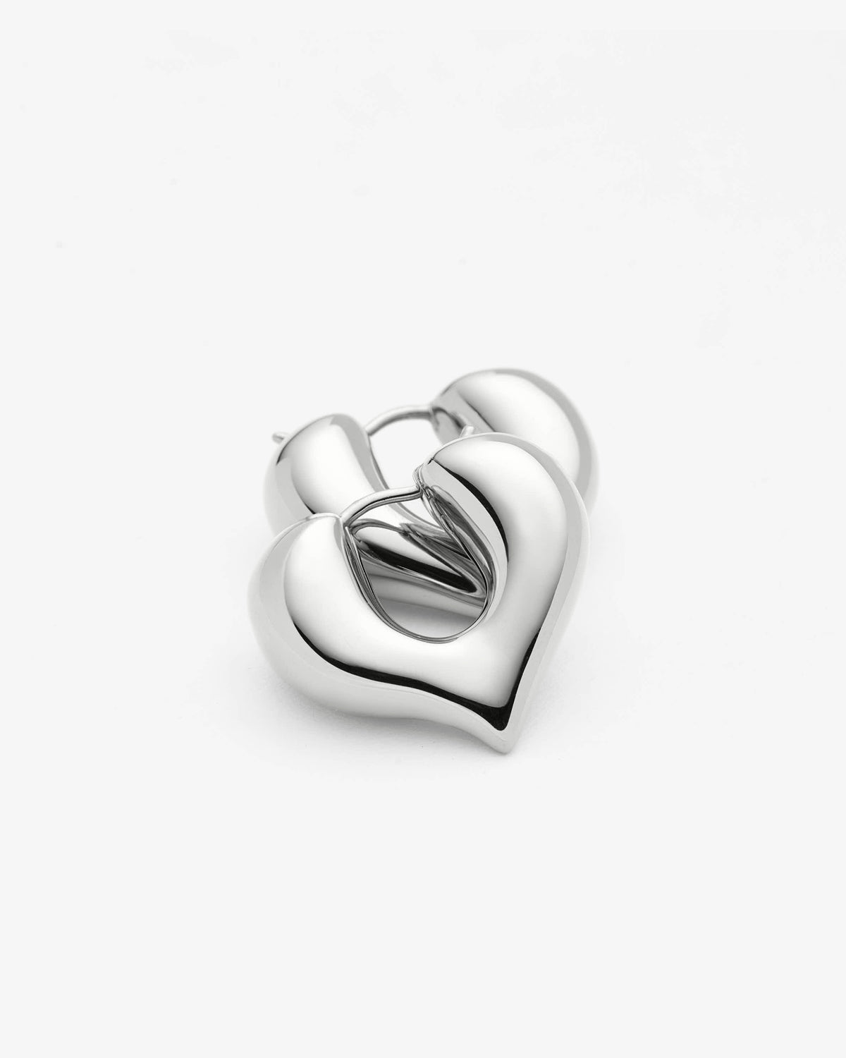 Missoma Molten Heart Medium Hoop Earrings in silver-plated brass, view 3