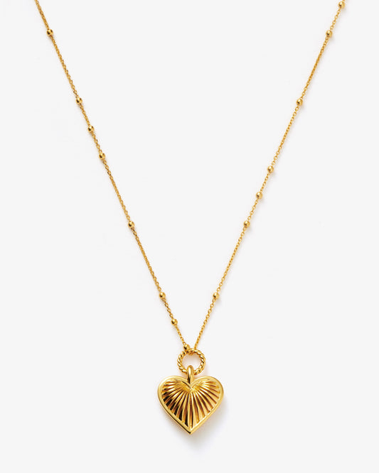Missoma Ridge Heart Charm Pendant Necklace in gold-plated brass