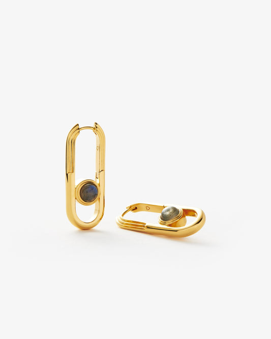 Missoma Zenyu Link Labradorite Ovate Hoop Earrings in gold-plated brass