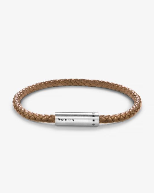 Le gramme 7g camel leather cable bracelet
