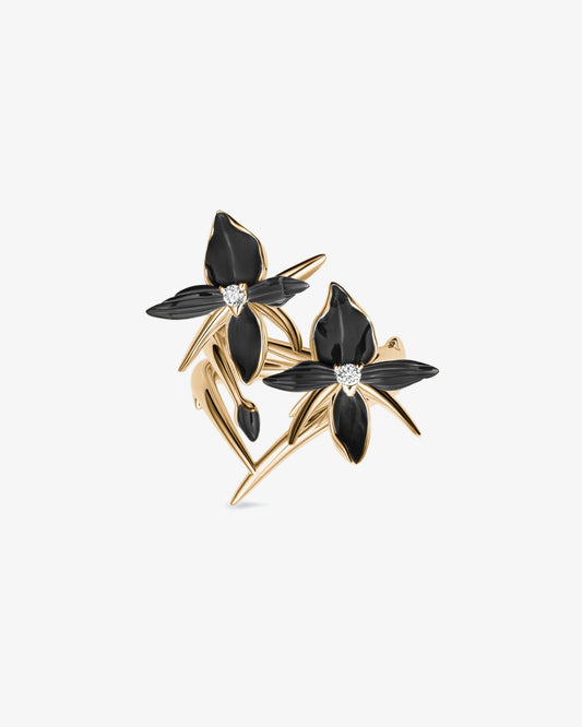 Shaun Leane Black Orchid 2 Flower Diamond Ring