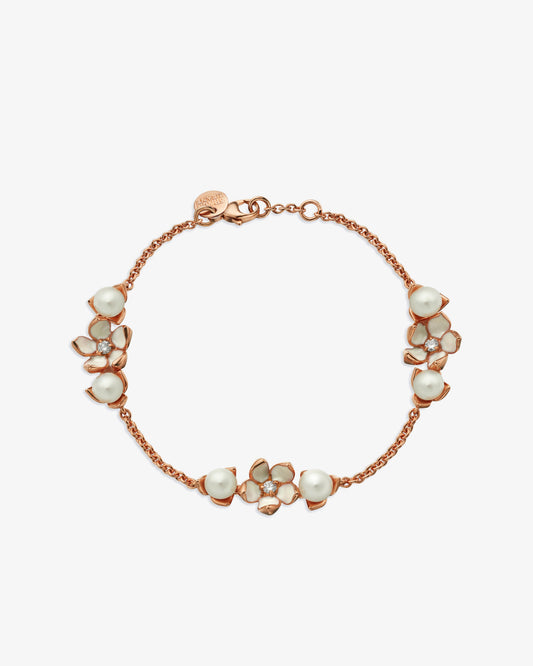Shaun Leane Cherry Blossom 3 Flower Diamond and Pearl Bracelet