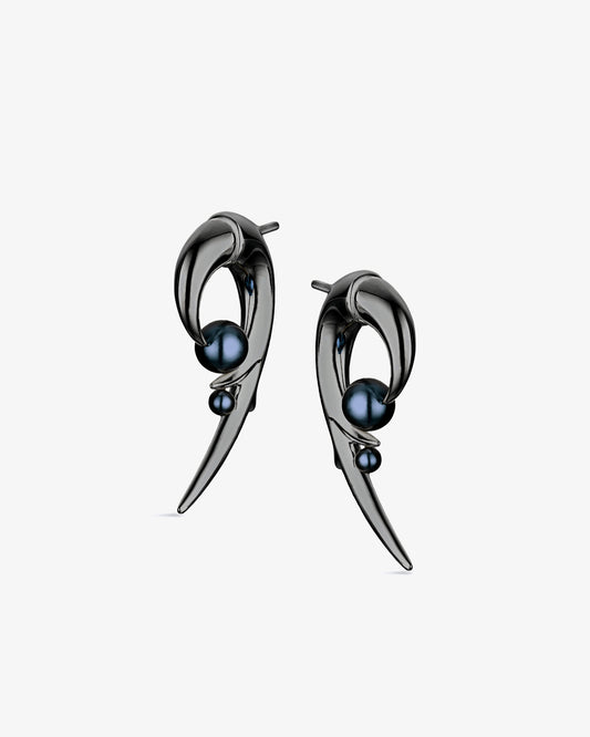 Shaun Leane Hooked Black Pearl Earrings