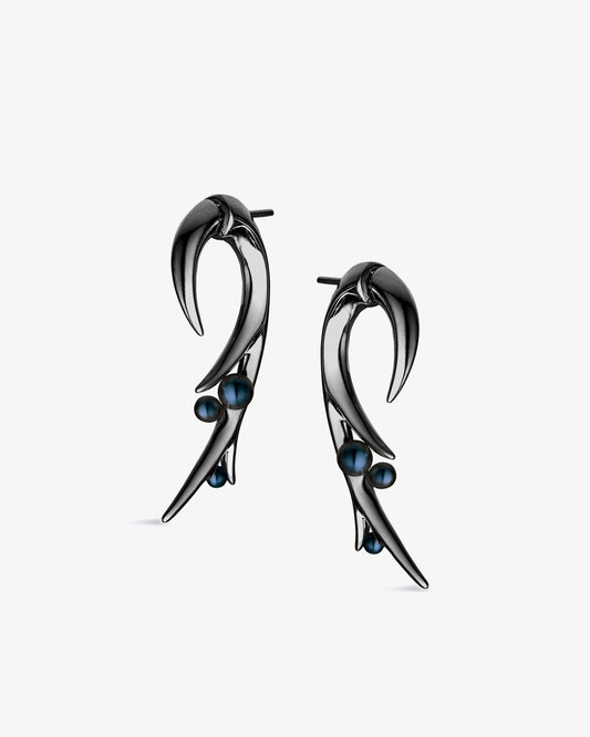 Shaun Leane Hooked Black Pearl Large Earrings