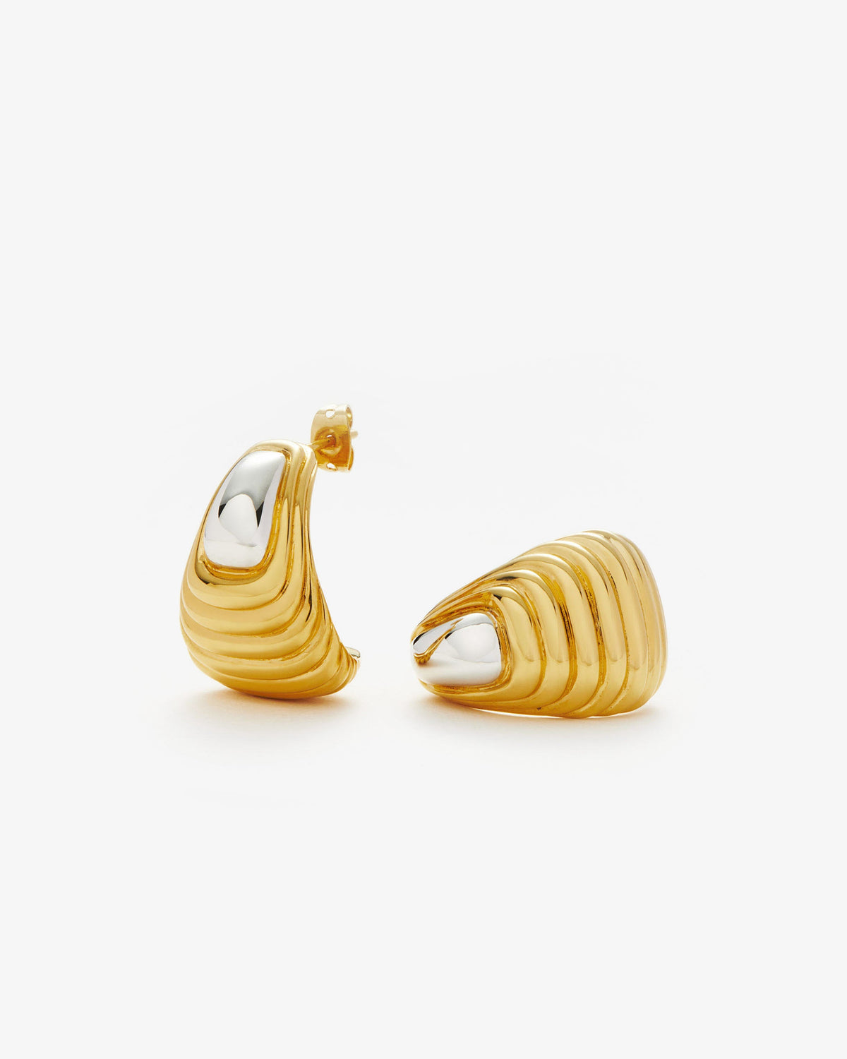 Missoma Wavy Ridge Oversized Stud Earrings in gold-plated brass