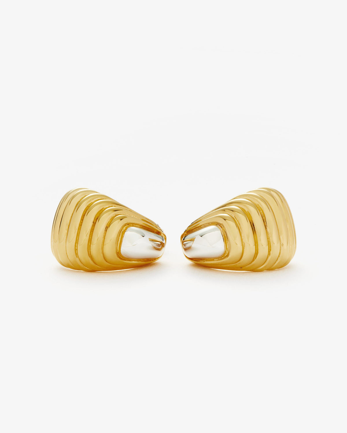 Missoma Wavy Ridge Oversized Stud Earrings in gold-plated brass, view 2