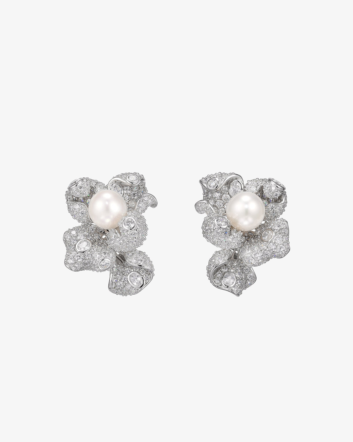 Anabela Chan White Blossom Pearl Earrings