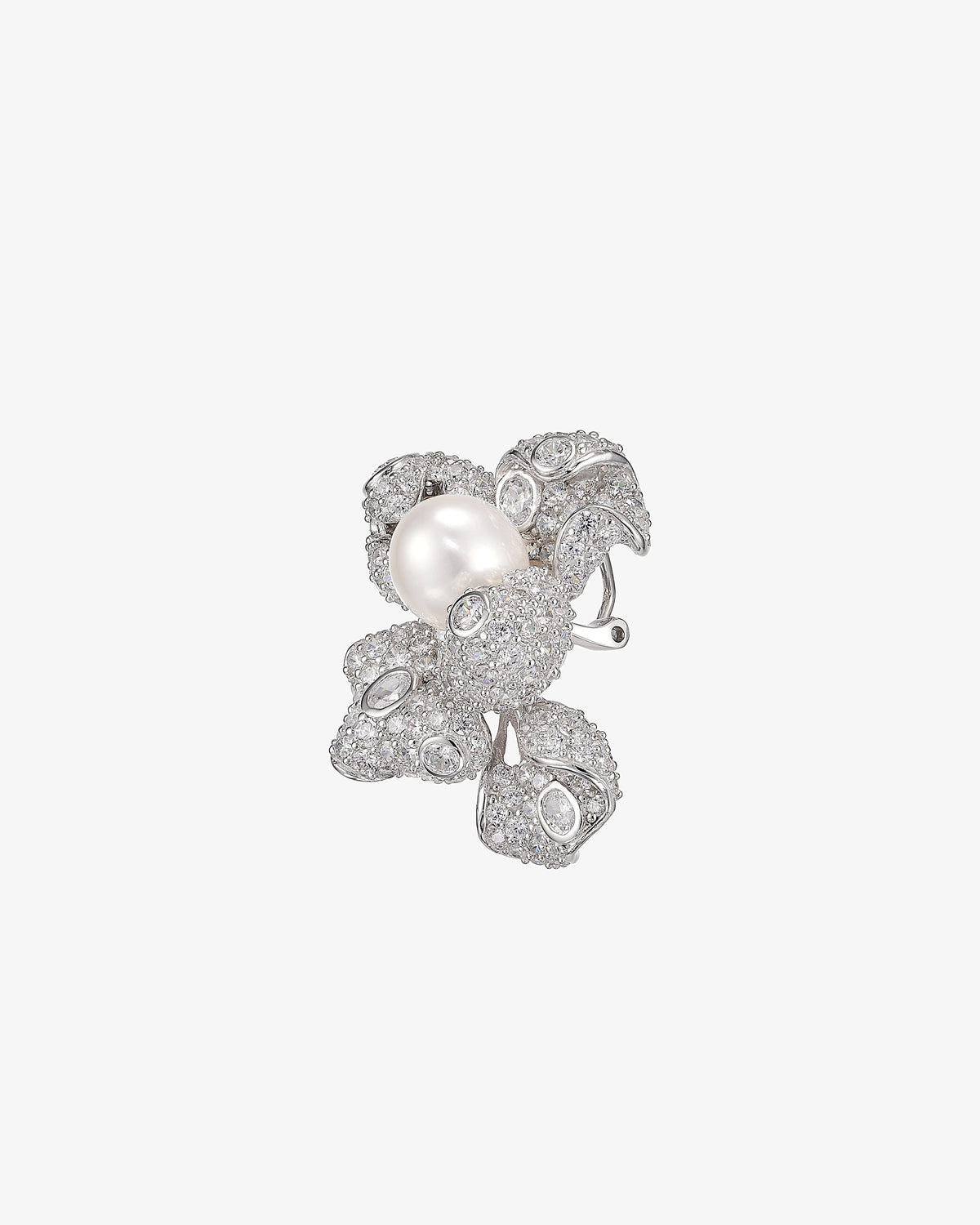 Anabela Chan White Blossom Pearl Earrings
