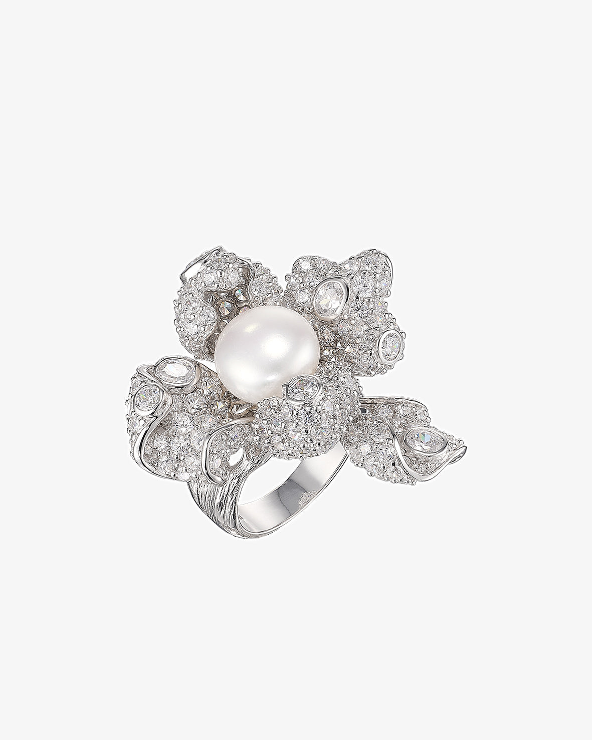 Anabela Chan White Mini Blossom Ring