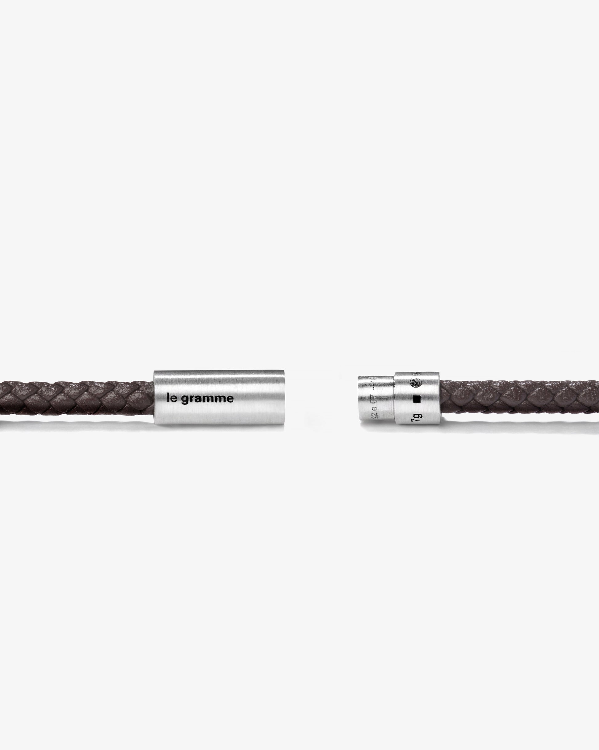 Le gramme 7g brown leather cable bracelet