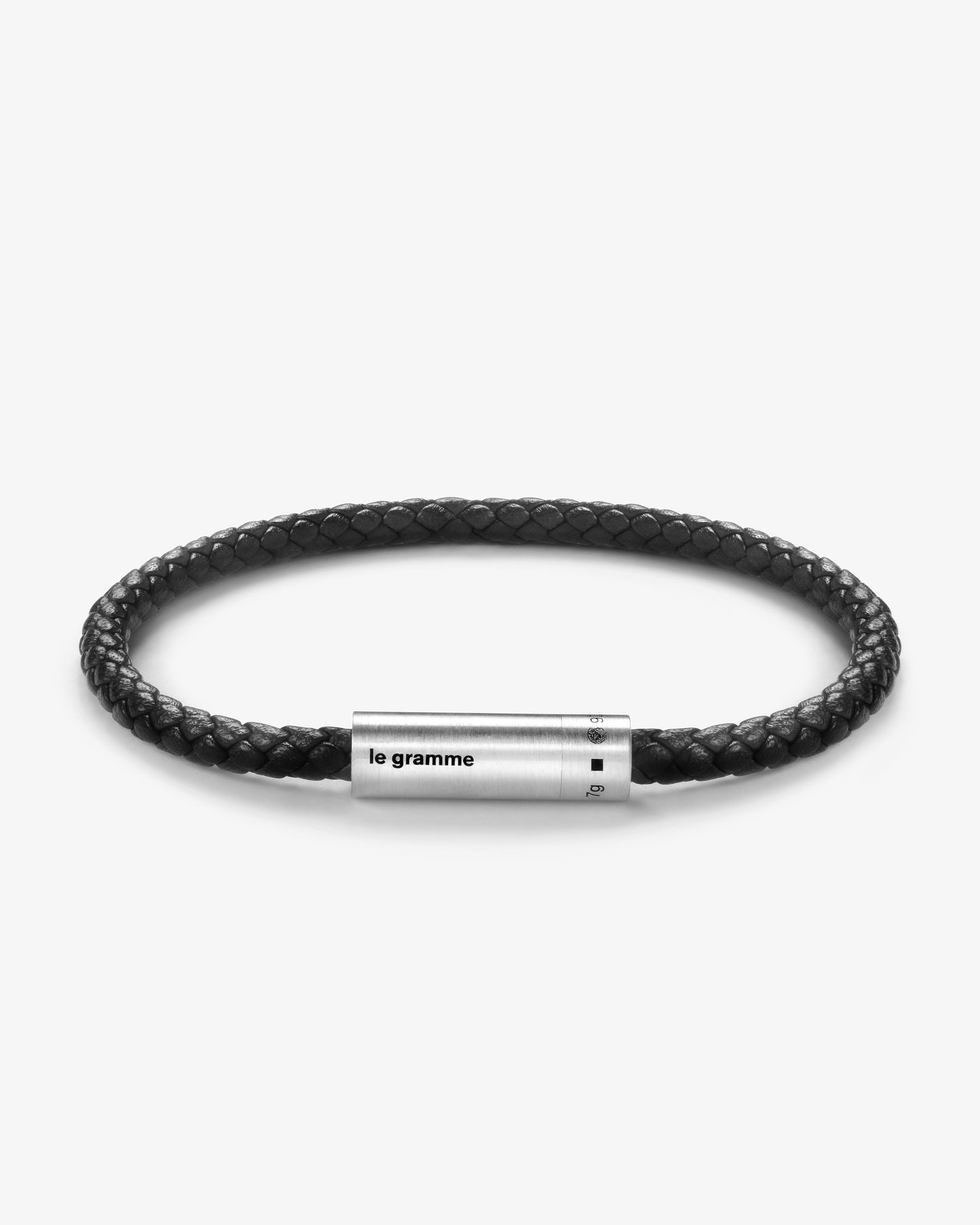 Le gramme 7g black leather cable bracelet