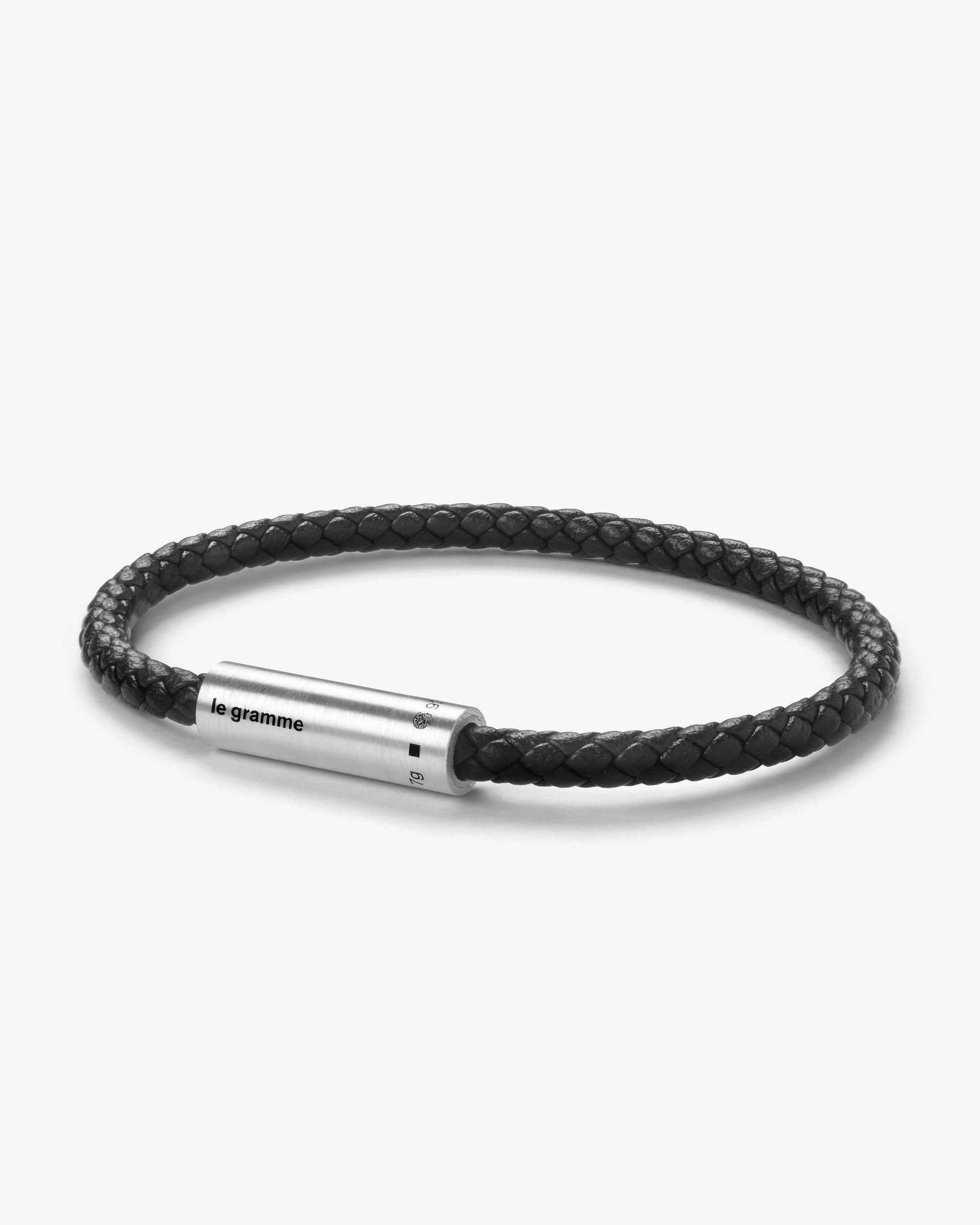 Le gramme 7g black leather cable bracelet