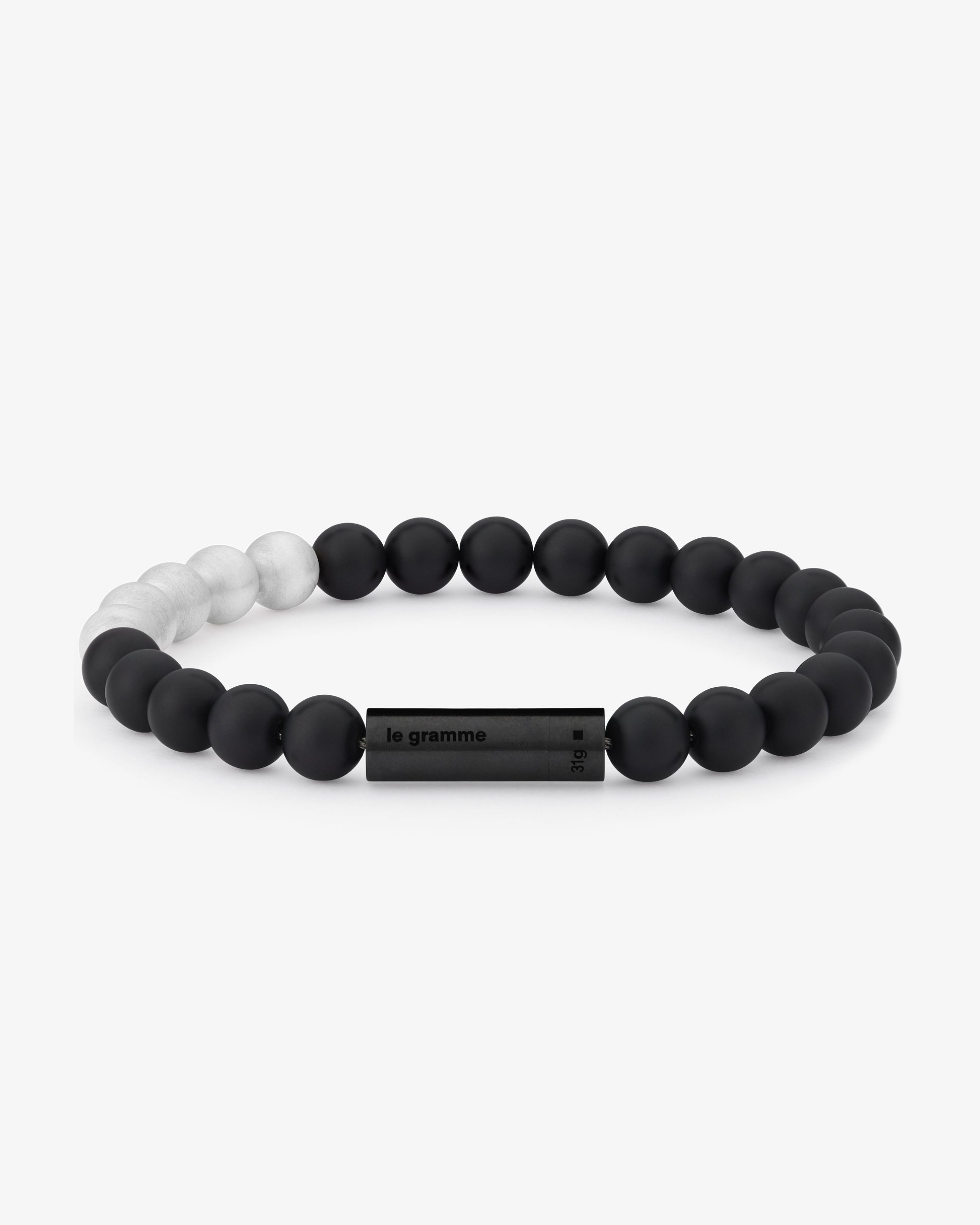Le gramme 31g black brushed ceramic beads bracelet five beads