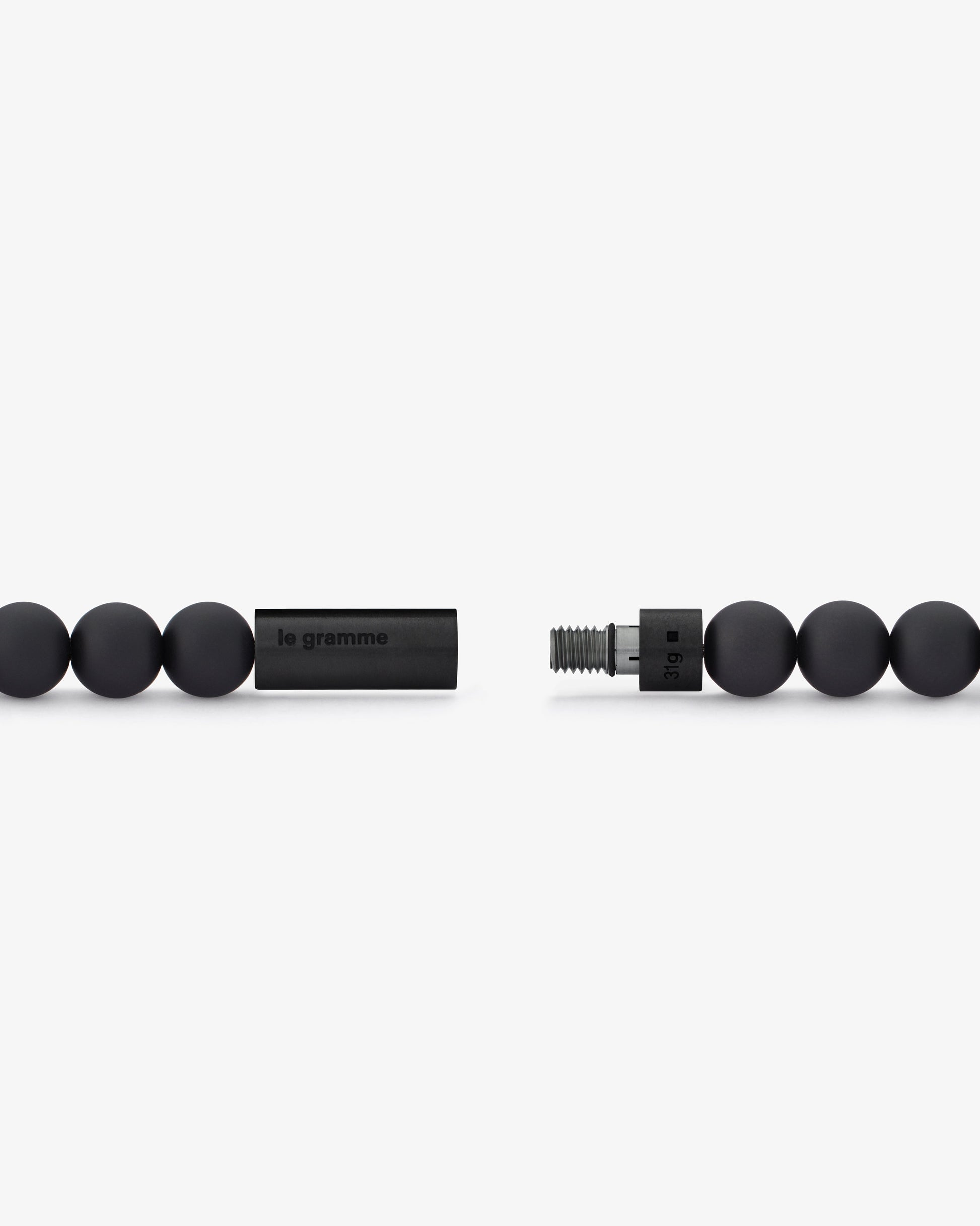 Le gramme 31g black brushed ceramic beads bracelet five beads