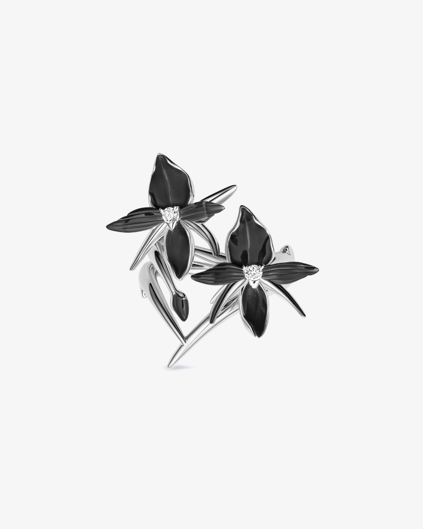 Shaun Leane Black Orchid 2 Flower Diamond Ring