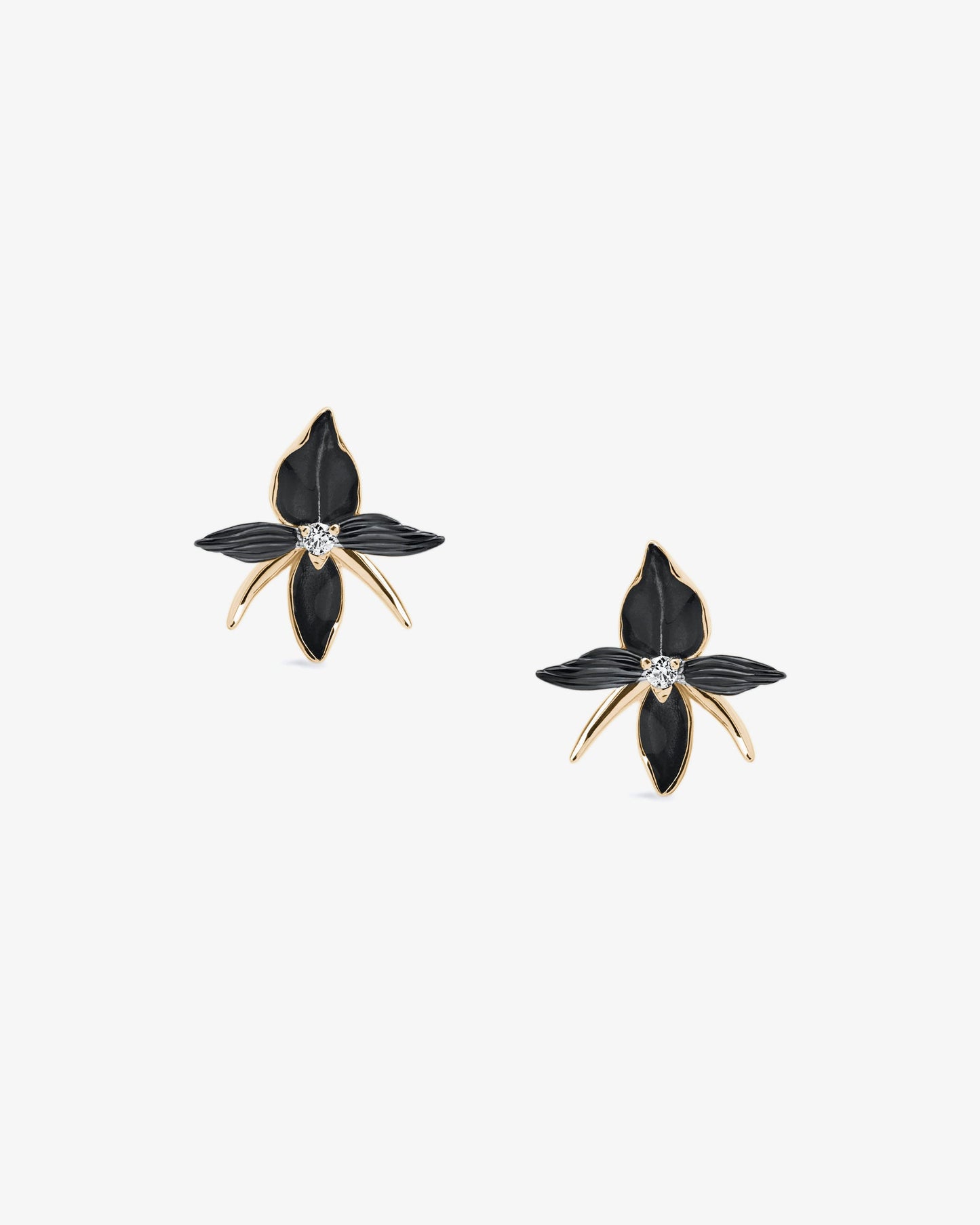 Shaun Leane Black Orchid Flower Diamond Earrings