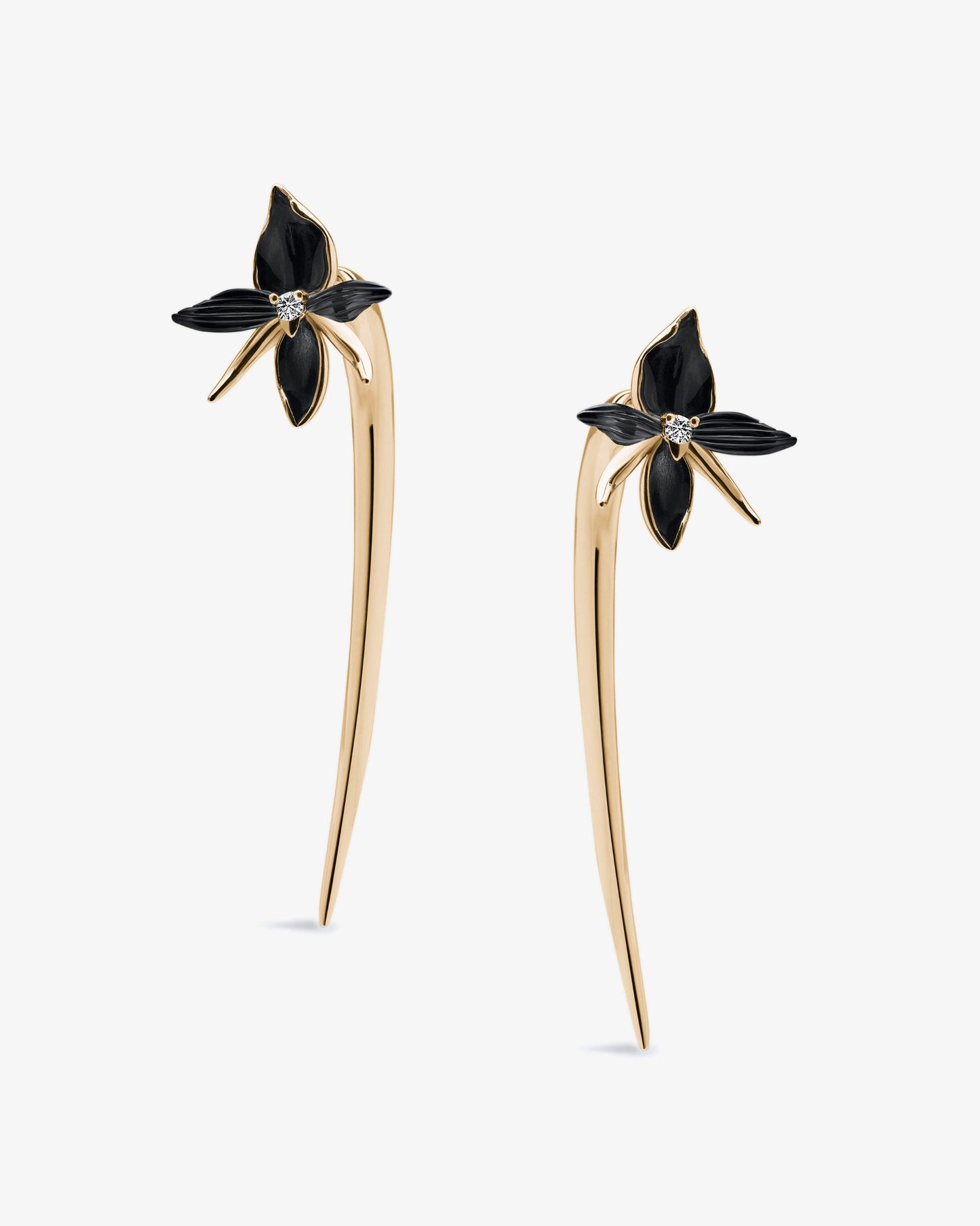 Shaun Leane Black Orchid Diamond Hook Earrings