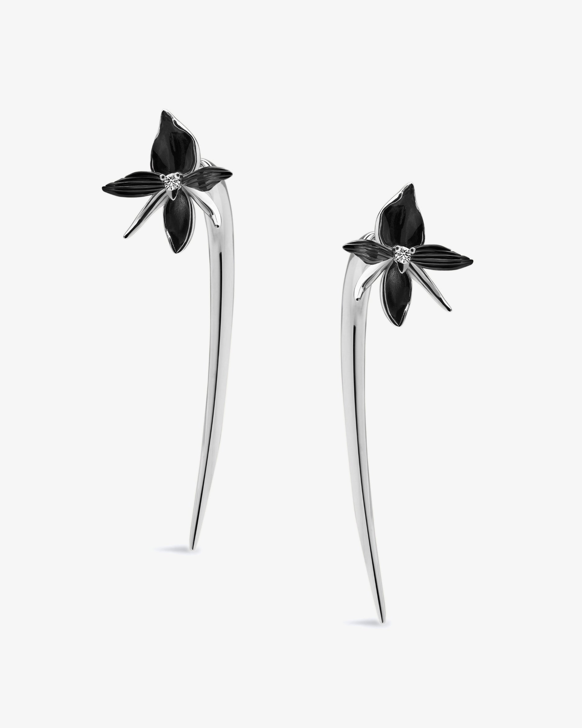 Shaun Leane Black Orchid Diamond Hook Earrings