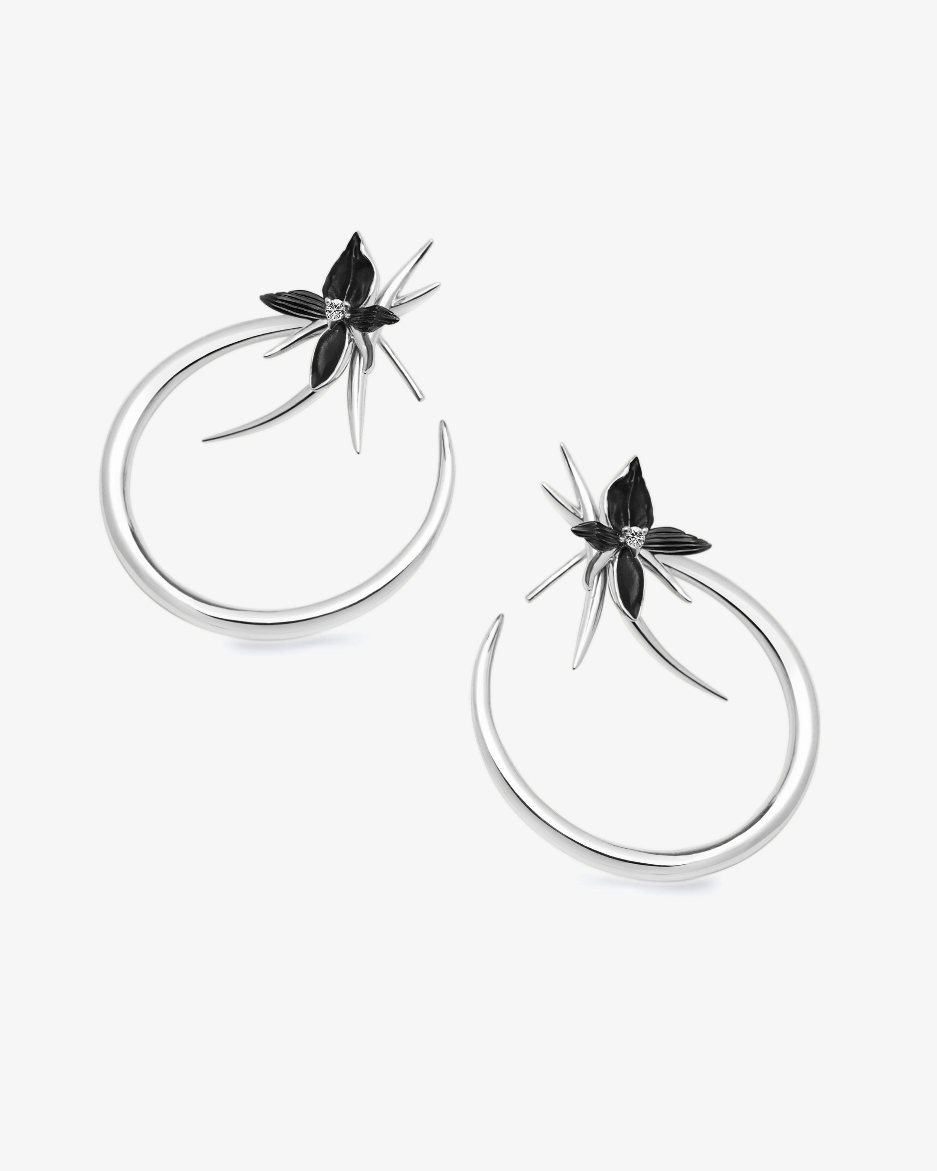 Shaun Leane Black Orchid Diamond Hoop Earrings