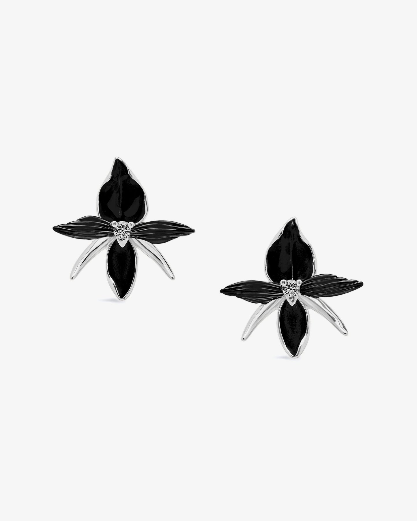 Shaun Leane Black Orchid Large Flower Diamond Earrings