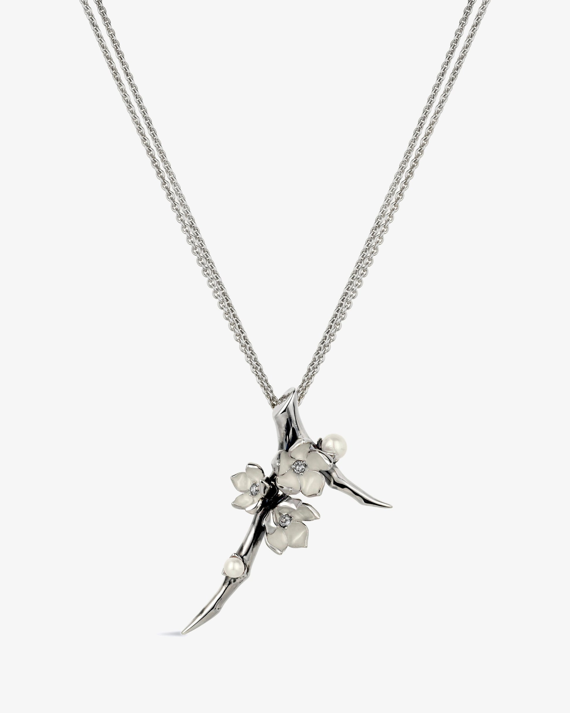 Shaun Leane Cherry Blossom Branch Diamond and Pearl Pendant