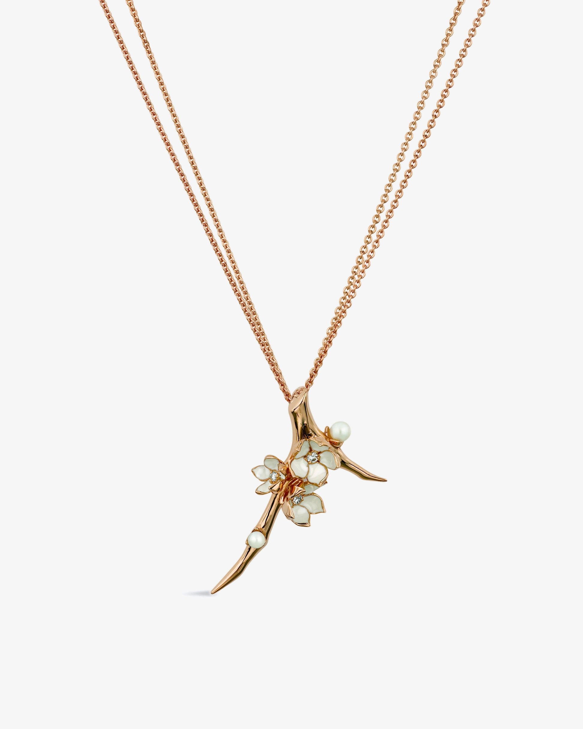 Shaun Leane Cherry Blossom Branch Diamond and Pearl Pendant