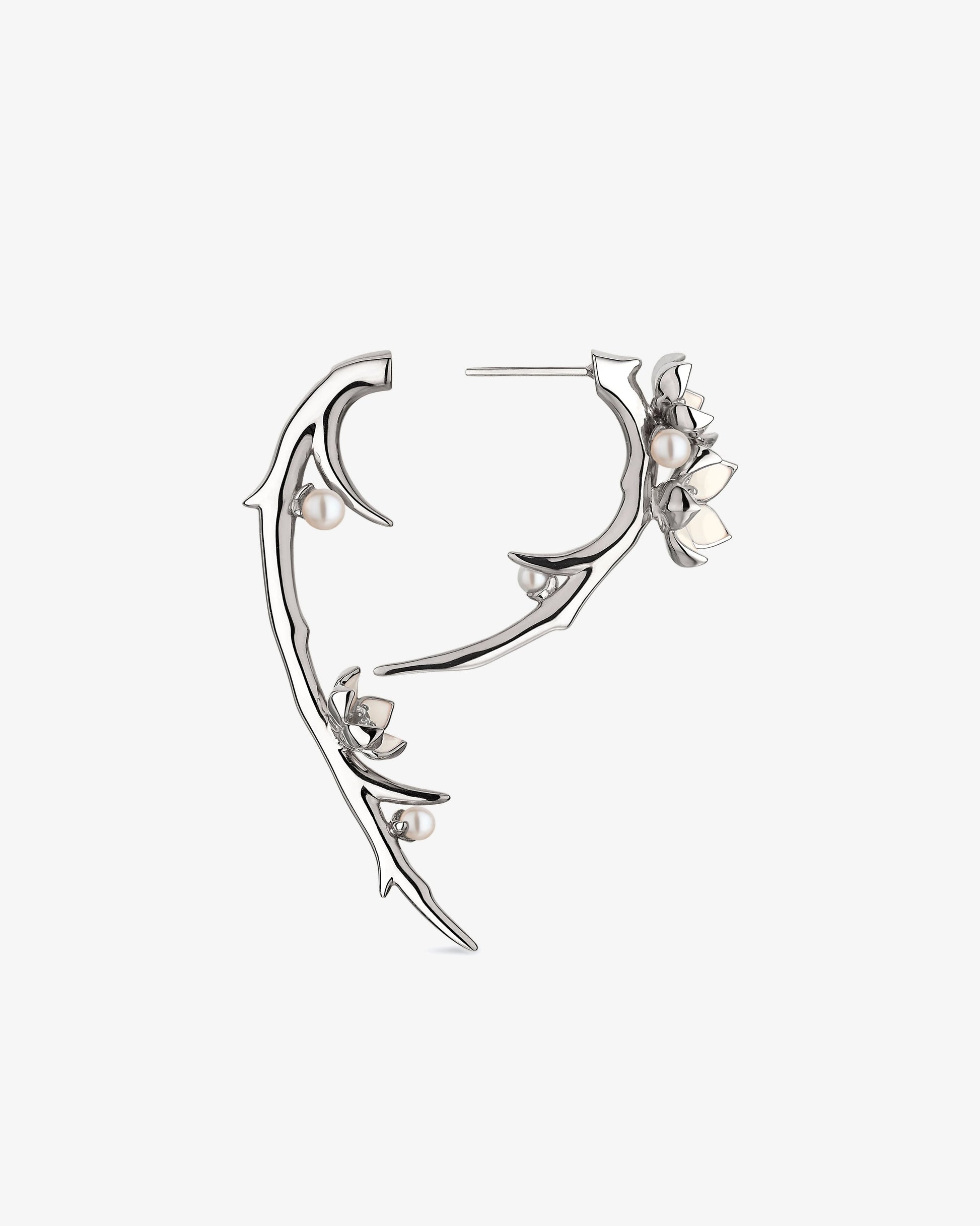 Shaun Leane Cherry Blossom Diamond and Pearl Hook Earrings