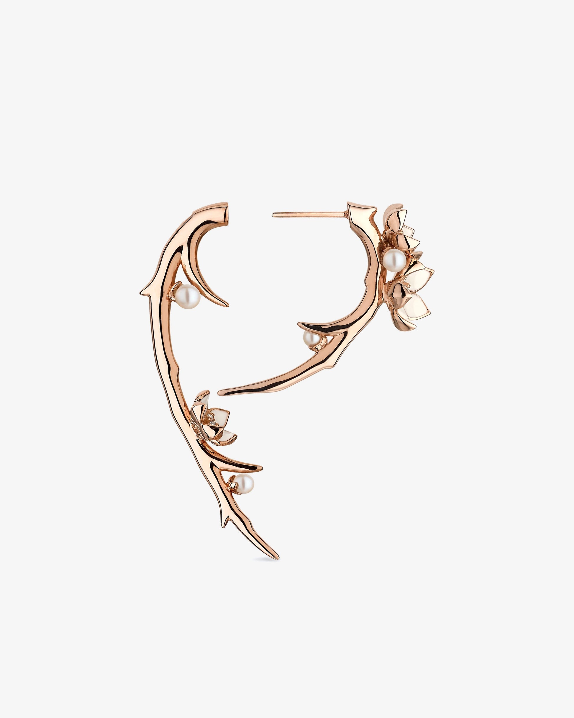 Shaun Leane Cherry Blossom Diamond and Pearl Hook Earrings